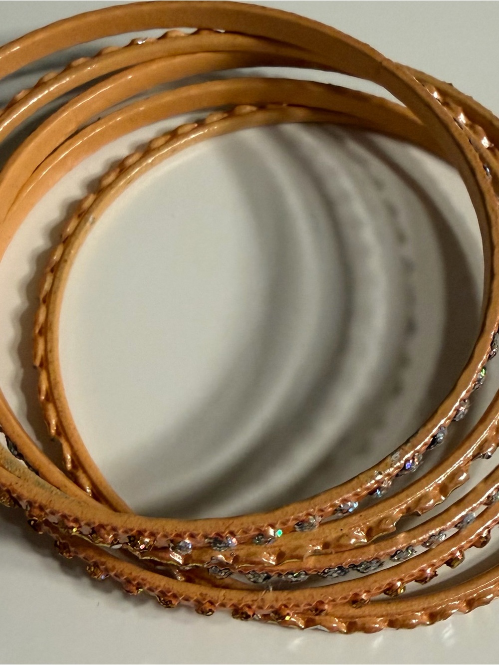 Orange/Peach Crystal-Accent Bangle Bracelets